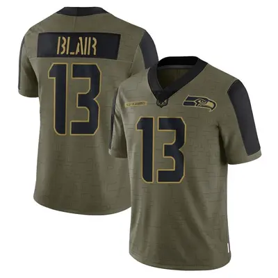 Men's Limited Marquise Blair Seattle Seahawks Olive 2021 Salute To Service Jersey