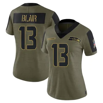 Women's Limited Marquise Blair Seattle Seahawks Olive 2021 Salute To Service Jersey